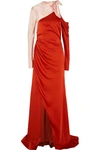 MONSE COLD-SHOULDER TWO-TONE SATIN GOWN