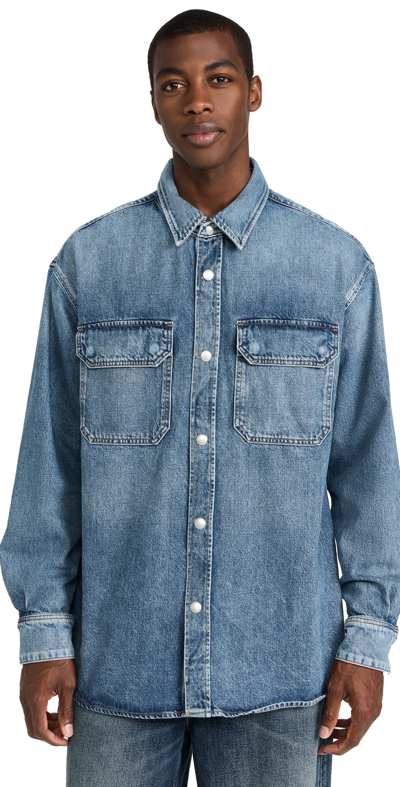 Agolde Camryn Denim Shirt In Light Blue