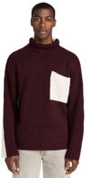 JW ANDERSON CONTRAST PATCH POCKET SWEATER OXBLOOD/WHITE