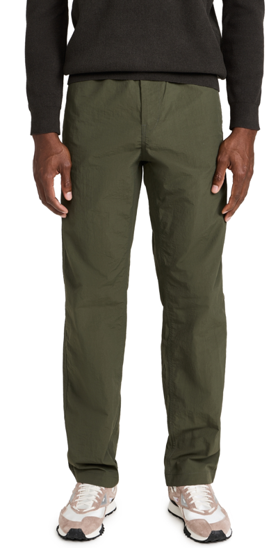 Maison Kitsuné Elasticated-waistband Straight-leg Trousers In Military Green
