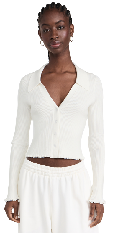 Sweaty Betty Polo Knitted Button Through In Lily White