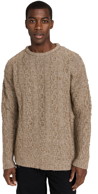 Our Legacy Popover Cable-knit Virgin Wool-blend Sweater In Peafowl Funky Chain