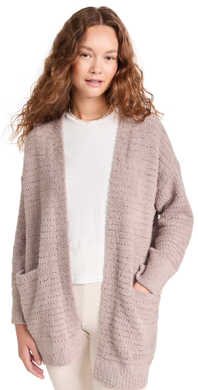 Barefoot Dreams Cozy Chic Boucle Welt Pocket Cardigan In Deep Taupe