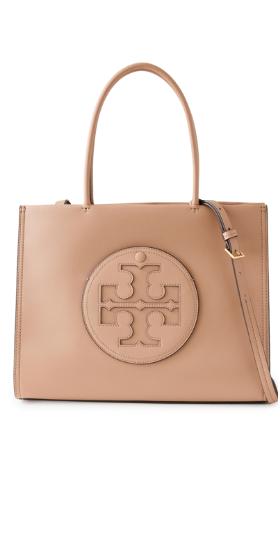 Tory Burch Ella Small Beige Tote Bag In Grey