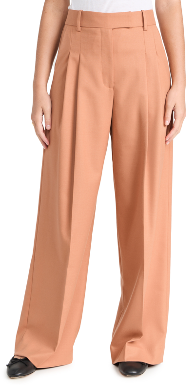 By Malene Birger Cymbaria Twill Wide-leg Pants In Brown