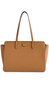 Tory Burch Robinson Pebbled Small Leather Tote In Tigers Eye