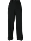 CHLOÉ CHLOÉ TURN-UP CROPPED TROUSERS - BLACK,17APA2717A06212165791