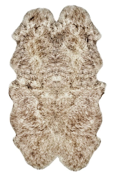 Natural Genuine Sheepskin Quattro Rug In Gradient Chocolate