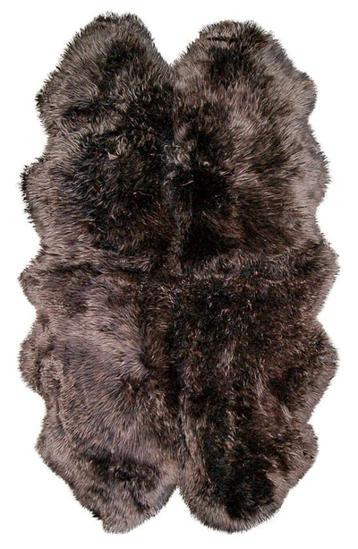 Natural Genuine Sheepskin Quattro Rug In Chocolate