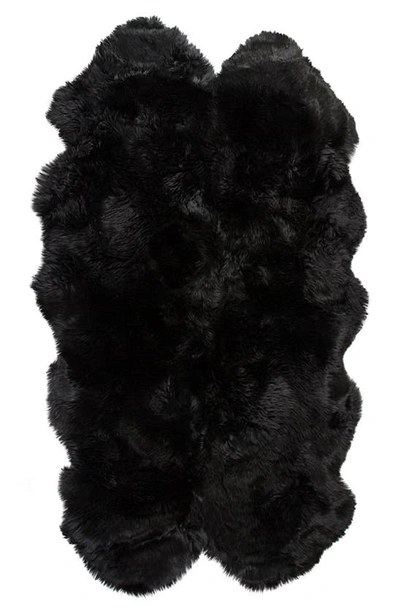 Natural Genuine Sheepskin Quattro Rug In Black