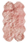Natural Genuine Sheepskin Quattro Rug In Pink