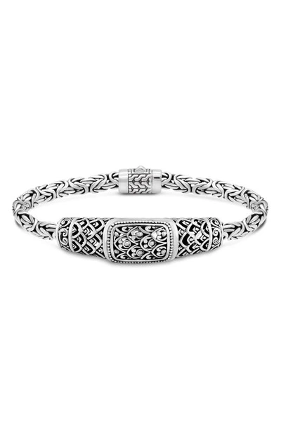 Devata Sterling Silver Byzantine Chain Dragon Scale Bracelet