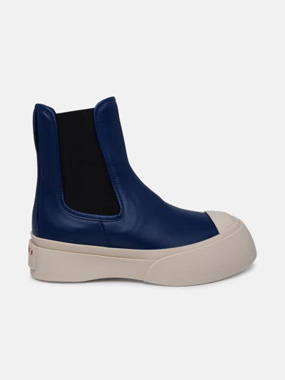 Marni 'pablo' Blue Nappa Leather Ankle Boots