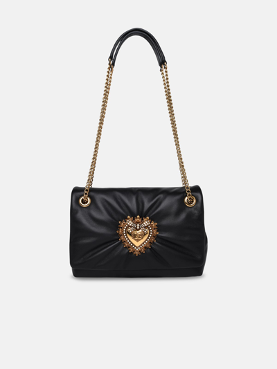 Dolce & Gabbana Medium Devotion Bag In Black Nappa Leather