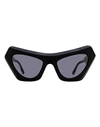 Marni Women's Cat Eye Sunglasses Devil's Pool Ztj Black 56mm In Black