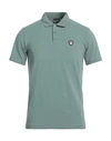Ea7 Man Polo Shirt Dark Green Size Xs Cotton, Elastane In Sage Green