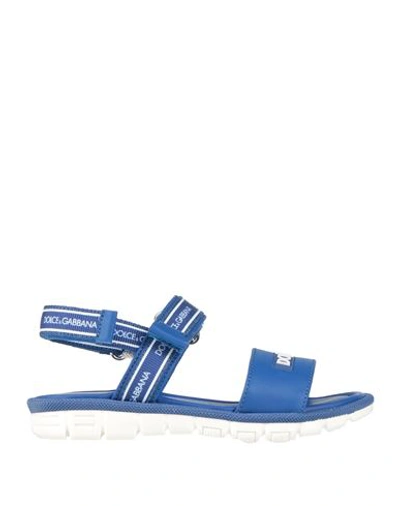 Dolce & Gabbana Babies'  Toddler Boy Sandals Black Size 9c Textile Fibers, Soft Leather In Blue