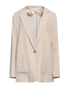 Aspesi Woman Suit Jacket Beige Size 6 Silk