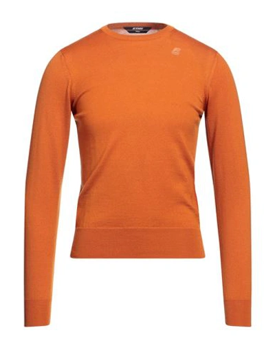 K-way Man Sweater Orange Size S Virgin Wool In Orange