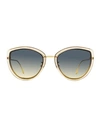 Longines Butterfly Lg0010h Sunglasses Woman Sunglasses Gold Size 56 Metal, Acetate