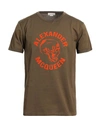 Alexander Mcqueen Man T-shirt Military Green Size Xxl Cotton, Viscose