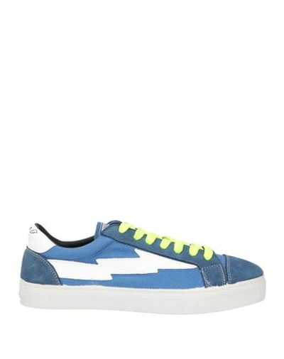 Sanyako Woman Sneakers Slate Blue Size 7 Soft Leather, Textile Fibers In Blue