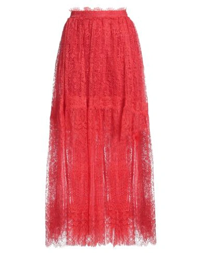 Ermanno Scervino Woman Maxi Skirt Coral Size 6 Polyester, Polyamide In Red