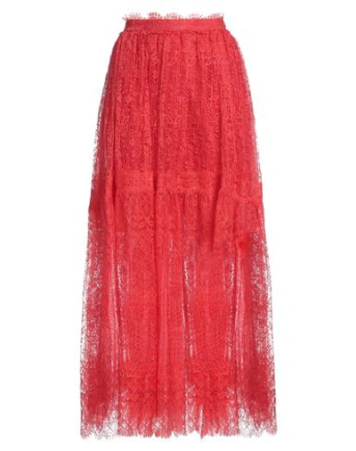 Ermanno Scervino Woman Maxi Skirt Coral Size 4 Polyester, Polyamide In Red