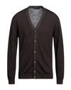 Daniele Fiesoli Man Cardigan Dark Brown Size Xxl Merino Wool