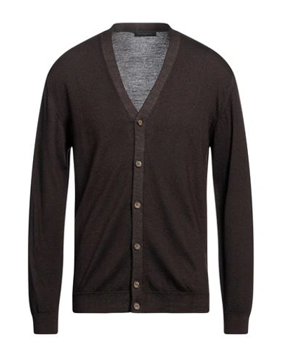 Daniele Fiesoli Man Cardigan Dark Brown Size Xxl Merino Wool In Brown