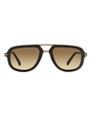 Omega Aluminum Pilot Om0030 Sunglasses Man Sunglasses Black Size 60 Aluminum, Acetate