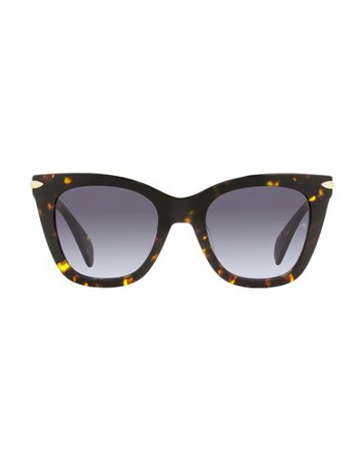 Rag & Bone Square Rnb1029gs Sunglasses Woman Sunglasses Brown Size 52 Acetate In Black
