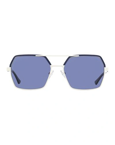 Marni Rectangular Me2106s Sunglasses Sunglasses Blue Size 55 Metal, Acetate