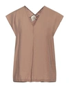 Alysi Woman Top Light Brown Size 8 Modal, Polyester In Beige