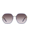 Mcm Square Polygon 165slb Sunglasses Woman Sunglasses Blue Size 60 Metal, Acetate