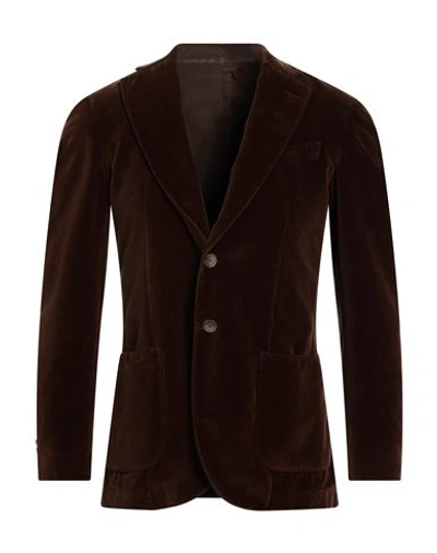 Santaniello Man Suit Jacket Cocoa Size 46 Cotton In Brown