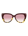 Longines Butterfly Lg0016h Sunglasses Woman Sunglasses Brown Size 55 Acetate In Brown