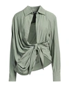 JACQUEMUS JACQUEMUS WOMAN SHIRT SAGE GREEN SIZE 6 VISCOSE, POLYAMIDE