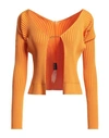 Jacquemus Woman Sweater Mandarin Size 6 Viscose, Polyamide, Elastane, Polyester In Orange