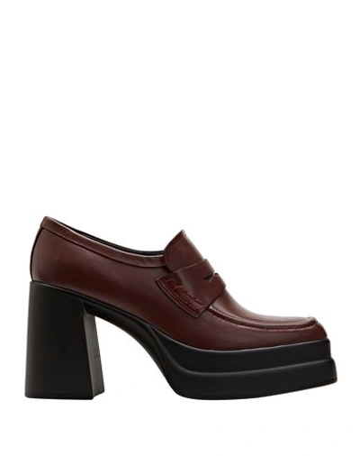 8 By Yoox Leather Square Toe Penny Loafer Woman Loafers Burgundy Size 11 Calfskin In Red