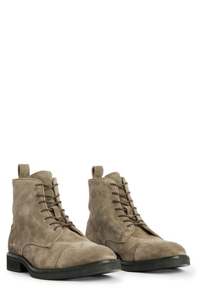 Allsaints Drago Lace-up Suede Ankle Boots In Khaki