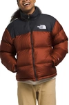 The North Face 1996 Retro Nuptse 700 Fill Power Down Packable Jacket In Brandy Brown/ Tnf Black