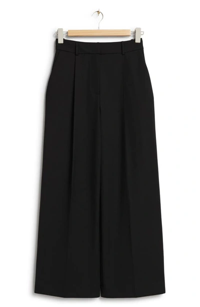 & Other Stories High Waist Wide Leg Trousers In Black