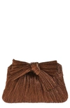 Loeffler Randall Rayne Small Pleated Bow Frame Clutch In Mocha/gold