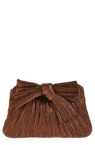 Loeffler Randall Rayne Small Pleated Bow Frame Clutch In Mocha/gold