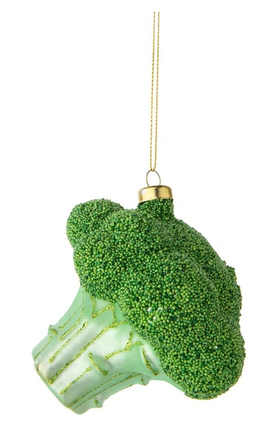 SILVER TREE BLOWN GLASS BROCCOLI CHRISTMAS TREE ORNAMENT 