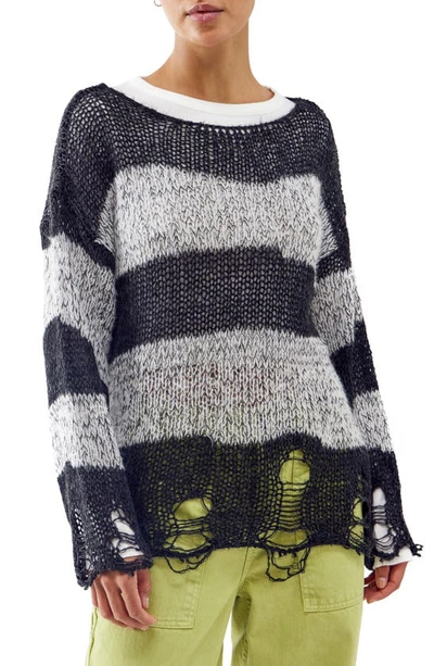 Bdg Urban Outfitters Distressed Stripe Loose Stitch Sweater In