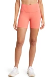 Alo Yoga Airbrush High Waist Bike Shorts In Candy Orange