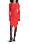Steve Madden Serina Long Sleeve Rib Body-con Sweater Dress In Cherry Red