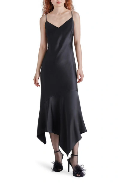 STEVE MADDEN LUCIELLE HANDKERCHIEF HEM SATIN SLIPDRESS